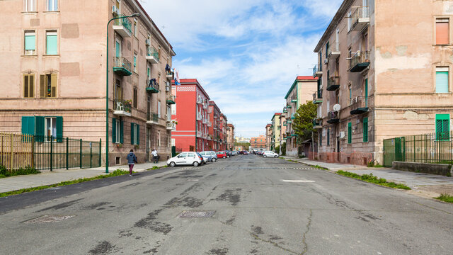 Napoli (Italy) - Via Cocchia, the houses of the former workers of the italsider area of Bagnoli