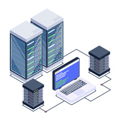 
Icon of data server room in modern isometric design 

