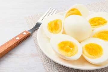 Round egg boiled in water