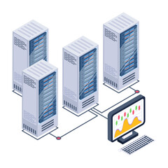 
A server room icon in isometric design, premium download 

