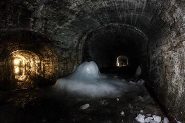 Naklejka premium tunnels of an abandoned bunker in the mountain