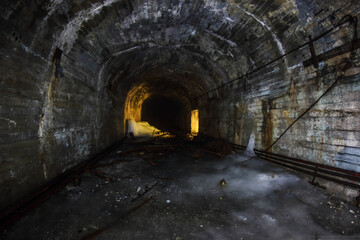 tunnels of an abandoned bunker in the mountain