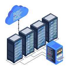 
A server room icon in isometric design, premium download 

