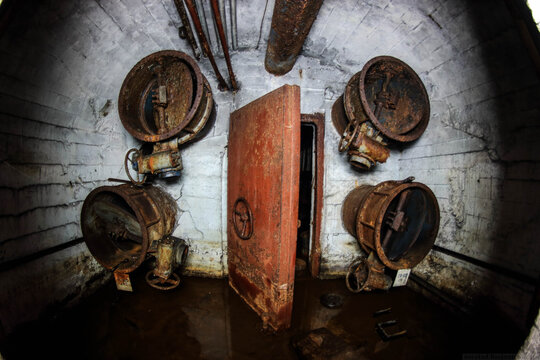 sealed door in an abandoned bunker