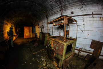 Fototapeta na wymiar tunnels of an abandoned bunker in the mountain