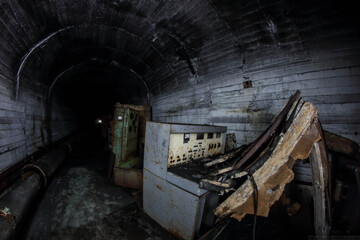 tunnels of an abandoned bunker in the mountain
