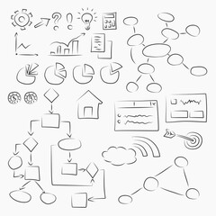hand draw icons business set on white