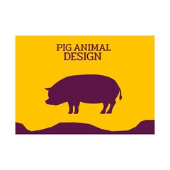 silhouette pig farm animal flat design vector illustration 