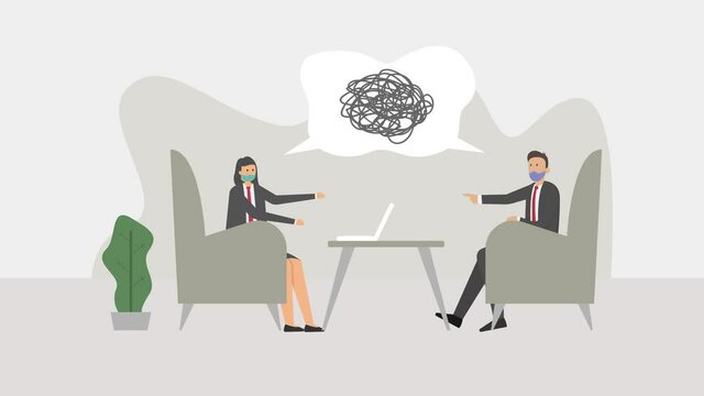 Business people discussing problem together
