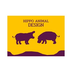 hippopotamus animal silhouette flat design vector illustration