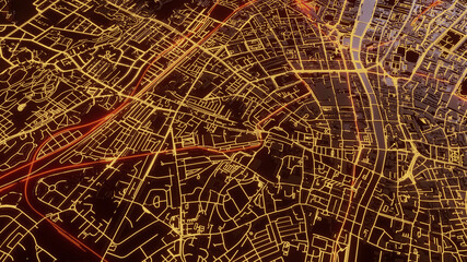 3d city map of dublin , ireland. city design, transportation 