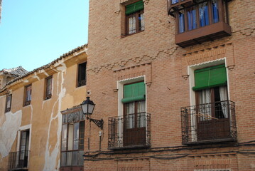 Fassade dans les rues de Tolède, Espagne, Europe