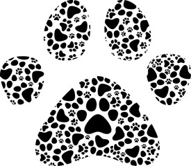 Spotted Dog Or Cat Paw Print Logo Design. Vector Illustration Isolated On White Background