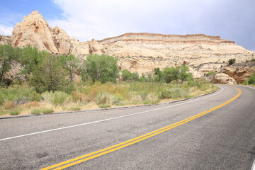 Rural road near Hanksville in Utah, USA