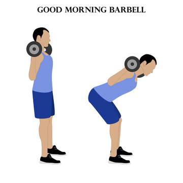 Good morning barbell exercise strength workout vector illustration
