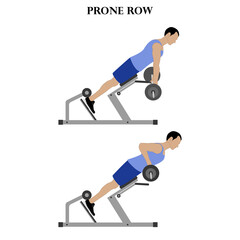 Prone row exercise strength workout vector illustration