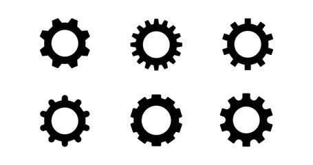 Gear set. Black gear wheel icons on white background. Alpha Luma Matte included. 4k video