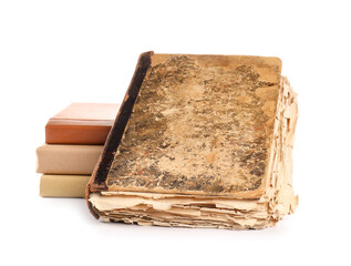Old books on white background