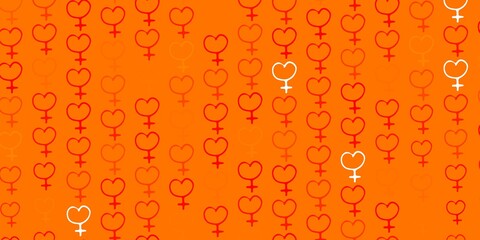 Light Orange vector background with woman symbols.