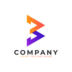 Creative Initial Letter B Logo Modern and Elegant. Purple and Orange Geometric Shape Arrow Style. Usable for Business and Branding Logos. Flat Vector Logo Design Ideas Template Element. Eps10 Vector