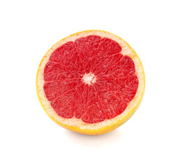 Fresh cut grapefruit on white background