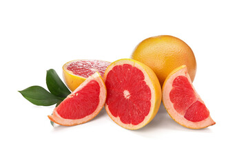 Fresh  grapefruits on white background