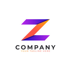 Creative Initial Letter Z Logo Modern and Elegant. Purple and Orange Geometric Shape Arrow Style. Usable for Business and Branding Logos. Flat Vector Logo Design Ideas Template Element. Eps10 Vector