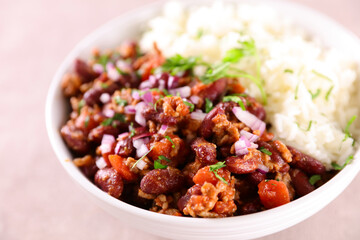 bean,  minced beef and spice