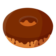 Sweet chocolate donut isolated on white background.