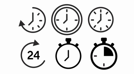 Vector Isolated Time and clock line icons. Set of vector linear icons.