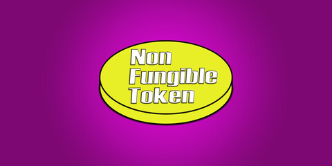 NFT Non-fungible token illustration art design.