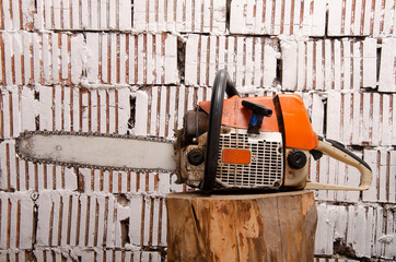 Chainsaw with traces of operation left view