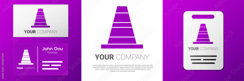 Poster logotype traffic cone icon isolated on white background. logo design template element. vector