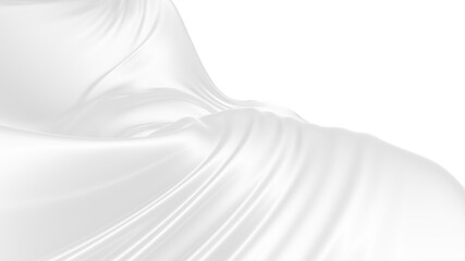 Naklejka premium Beautiful flowing fabric of white wavy silk or satin. 3d rendering image.