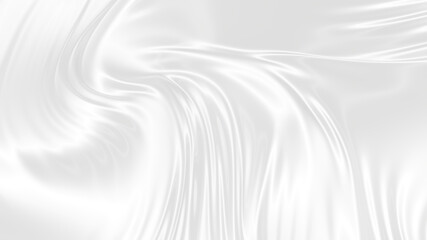 Beautiful flowing fabric of white wavy silk or satin. 3d rendering image.