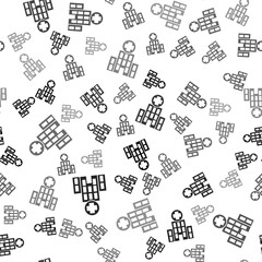 Black Medical hospital building with cross icon isolated seamless pattern on white background. Medical center. Health care. Vector