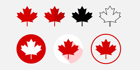 Set of Canada leaf. Red maple leaf - obrazy, fototapety, plakaty