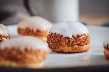 Delicious french Choux Craquelin pastries
