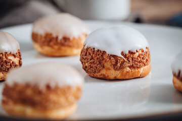 Delicious french Choux Craquelin pastries