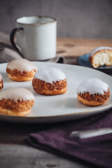 Delicious french Choux Craquelin pastries
