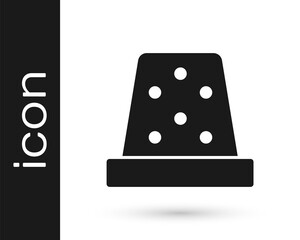 Black Thimble for sewing icon isolated on white background. Vector