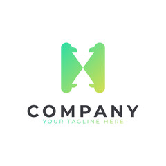 Creative Initial Letter H Logo Arrow. Yellow and Green Shape with Negative Space Arrow inside. Usable for Business and Branding Logos. Flat Vector Logo Design Ideas Template Element. Eps10 Vector