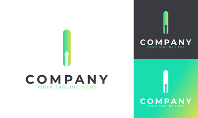 Creative Initial Letter I Logo Arrow. Yellow and Green Shape with Negative Space Arrow inside. Usable for Business and Branding Logos. Flat Vector Logo Design Ideas Template Element. Eps10 Vector