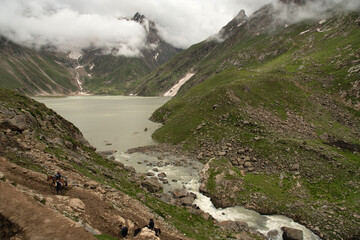 Mountains and lake at Tisu Top, Jammu and Kashmir, India