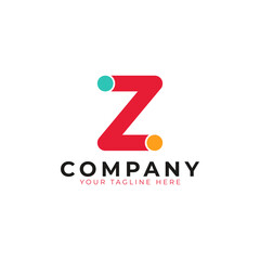 Creative Abstract Initial Letter Z Logo. Colorful Rounded Line with Dots. Usable for Business and Branding Logos. Flat Vector Logo Design Ideas Template Element. Eps10 Vector
