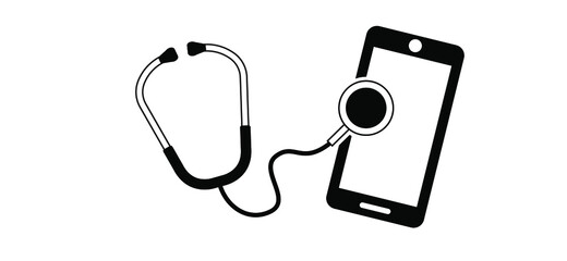 Stethoscope with paper, doctor advice and patient, discuss the results. Vector communication sign. Doctor's appointment, checking results, diagnoses. Doctor's. Online Doctor and telemedicine concept. 