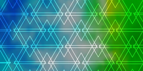 Light Blue, Green vector background with lines, triangles.
