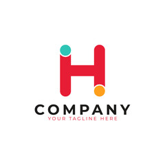 Creative Abstract Initial Letter H Logo. Colorful Rounded Line with Dots. Usable for Business and Branding Logos. Flat Vector Logo Design Ideas Template Element. Eps10 Vector