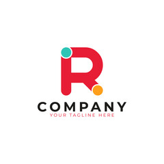 Creative Abstract Initial Letter R Logo. Colorful Rounded Line with Dots. Usable for Business and Branding Logos. Flat Vector Logo Design Ideas Template Element. Eps10 Vector