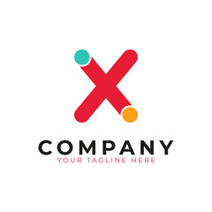 Obraz premium Creative Abstract Initial Letter X Logo. Colorful Rounded Line with Dots. Usable for Business and Branding Logos. Flat Vector Logo Design Ideas Template Element. Eps10 Vector